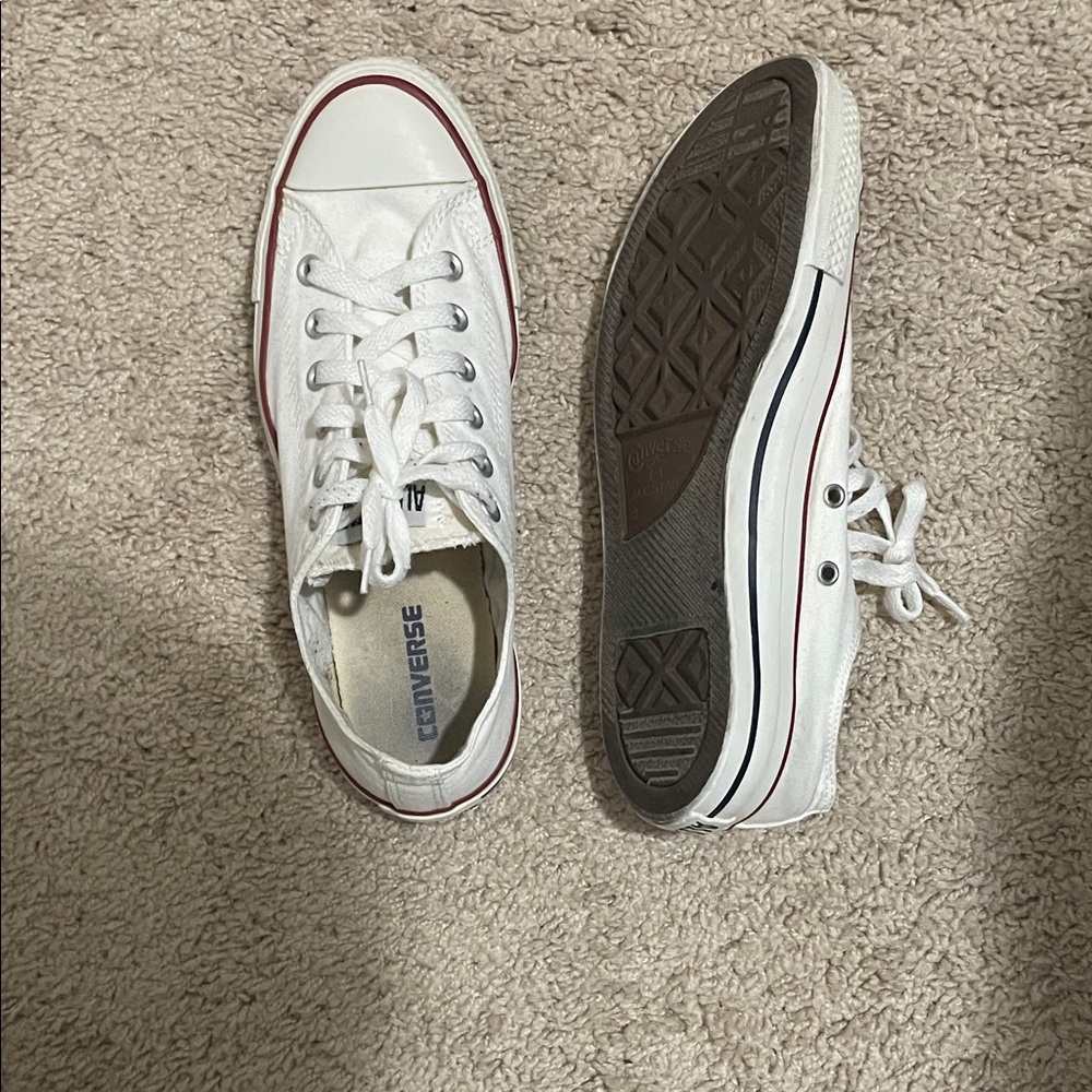 Converse White and Red Low-Top Shoes